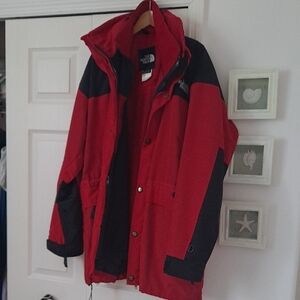 The North Face Men's Red and Black Ski Jacket